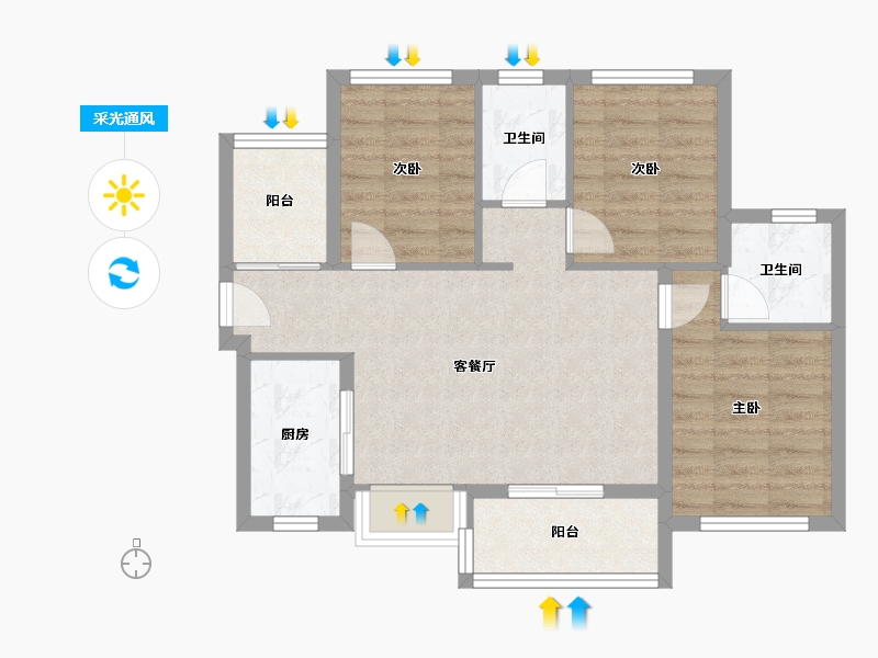 广东省-广州市-珠江花城-70.01-户型库-采光通风