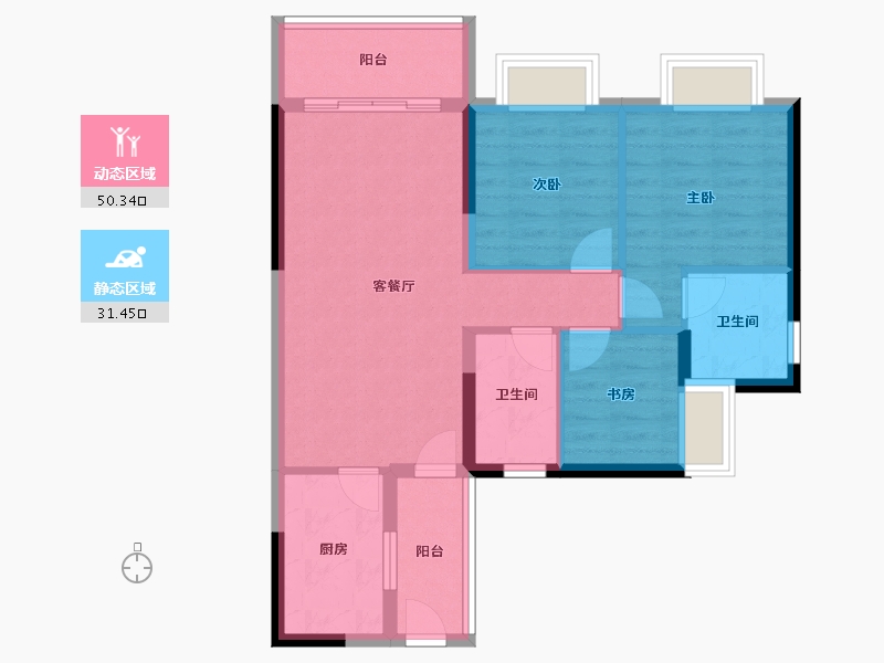 广东省-广州市-碧桂园凤凰城云顶-72.63-户型库-动静分区