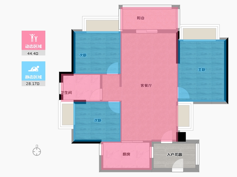 广东省-广州市-俊怡悦景台-69.60-户型库-动静分区