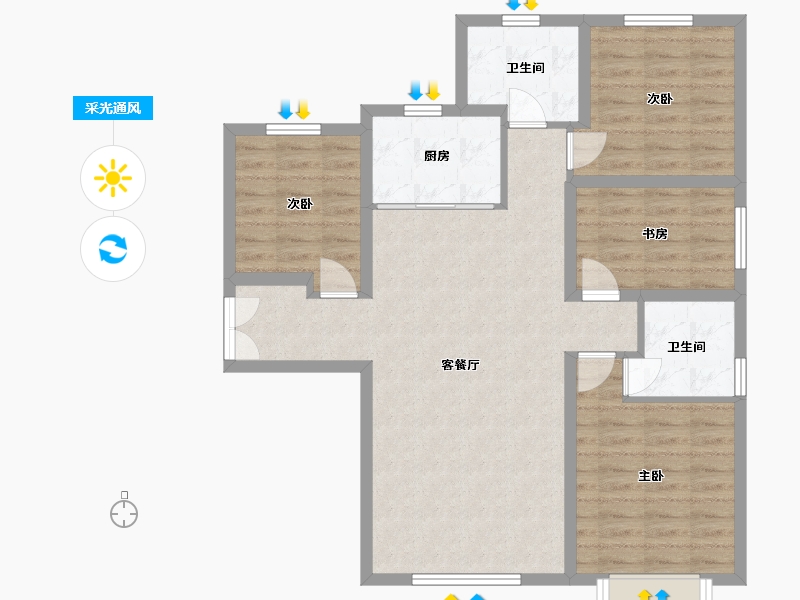 新疆维吾尔自治区-乌鲁木齐市-领地天屿-106.00-户型库-采光通风