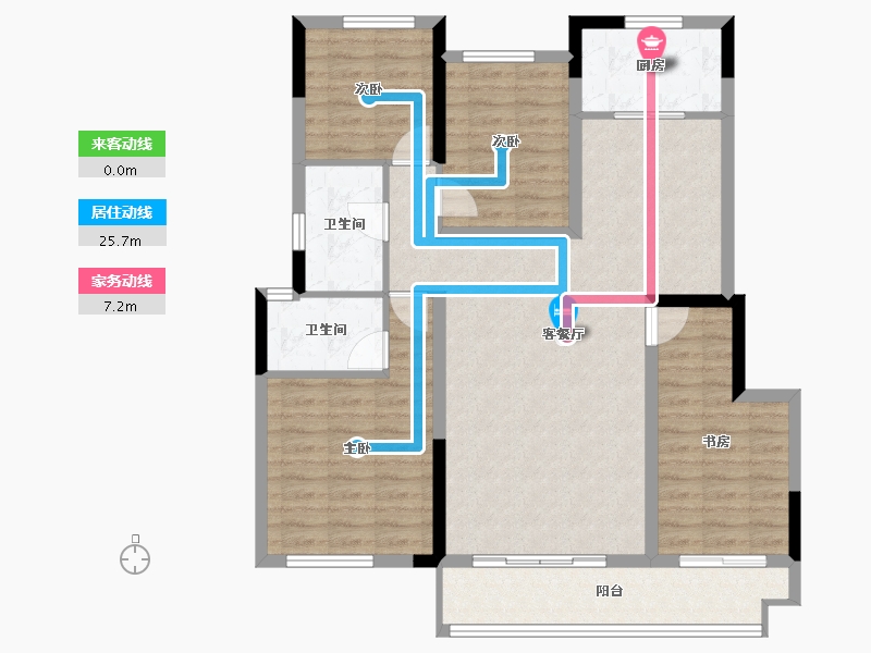 浙江省-宁波市-香湖丹堤3期-104.67-户型库-动静线