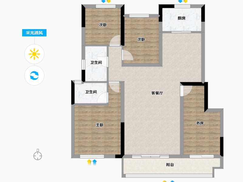 浙江省-宁波市-香湖丹堤3期-104.67-户型库-采光通风