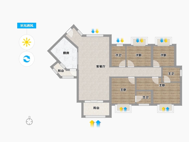 广东省-广州市-品实云湖花城-98.58-户型库-采光通风