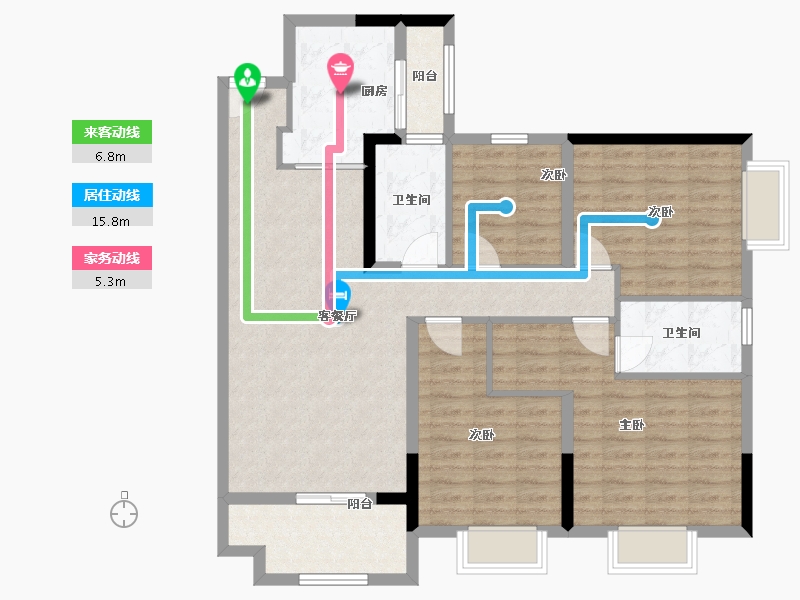 广东省-广州市-华润置地路劲金茂桐悦-108.80-户型库-动静线