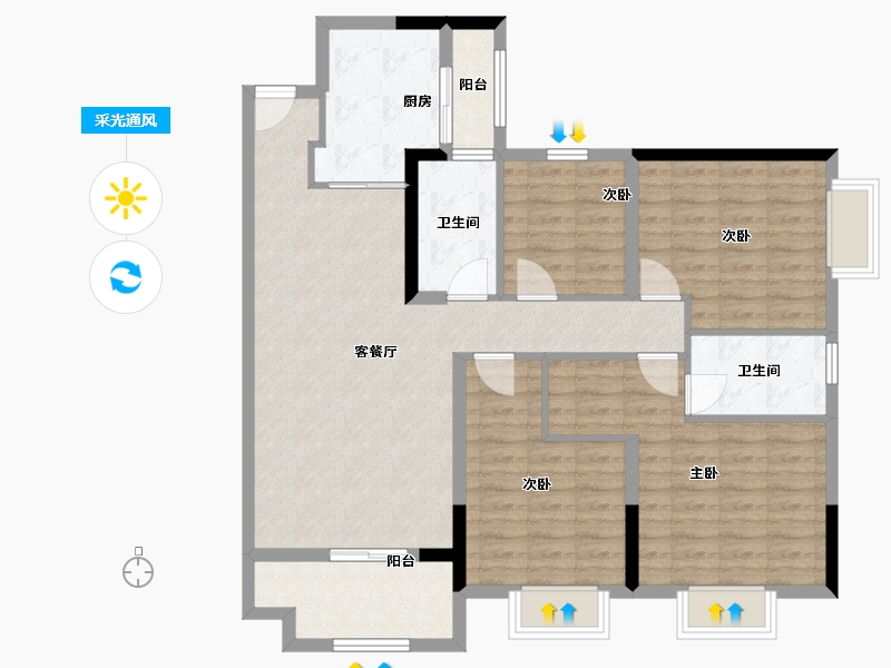 广东省-广州市-华润置地路劲金茂桐悦-108.80-户型库-采光通风