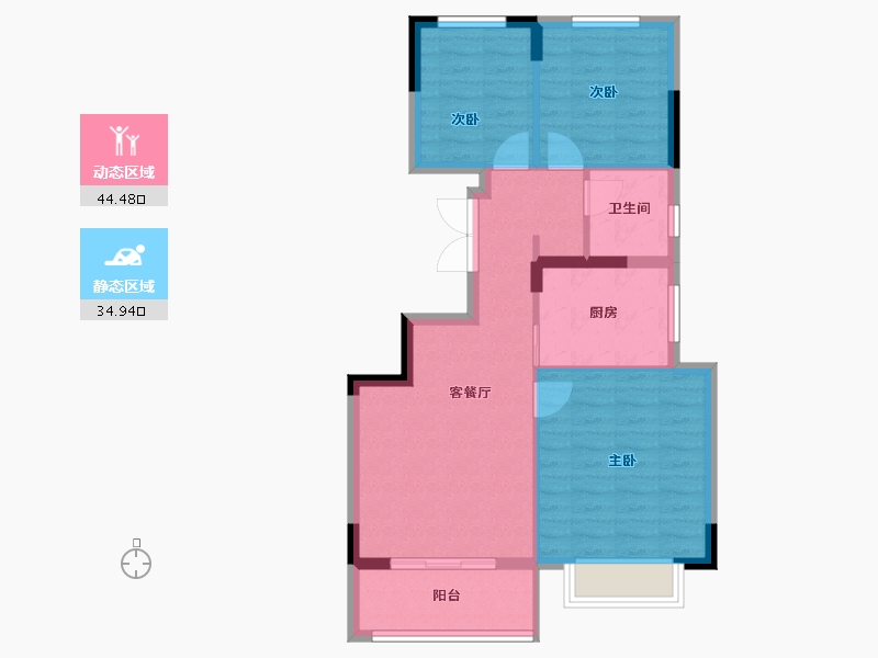 浙江省-宁波市-逸湾小筑-71.49-户型库-动静分区