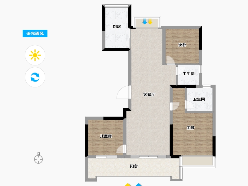 江苏省-常州市-书香世家花园-93.60-户型库-采光通风