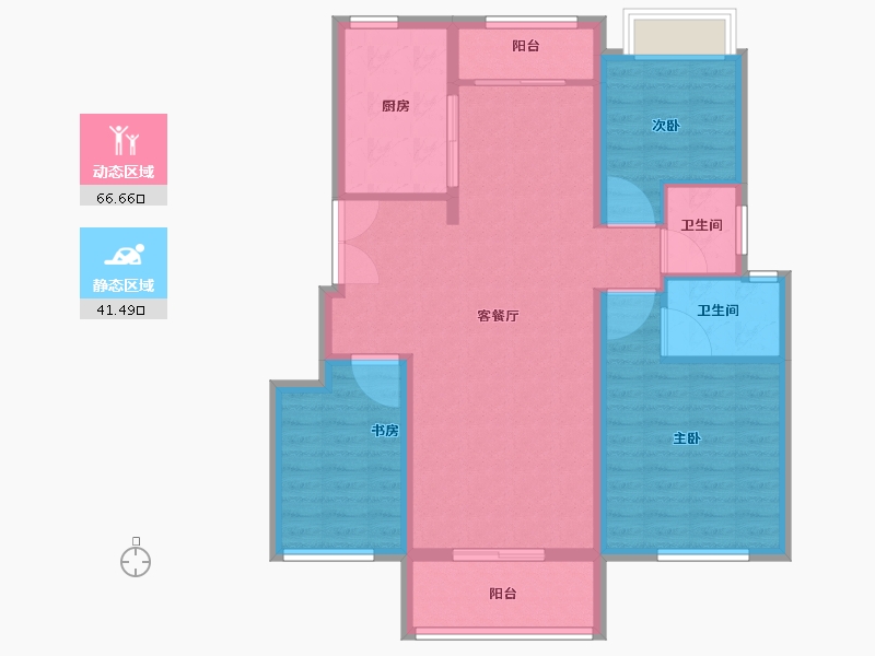 上海-上海市-中冶墅境-97.61-户型库-动静分区