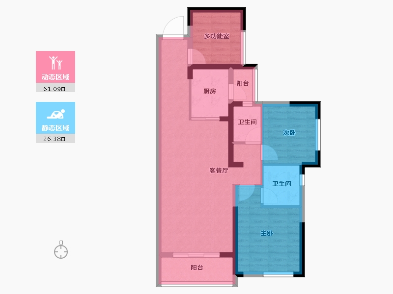 湖南省-长沙市-永实蔷薇国际-77.51-户型库-动静分区