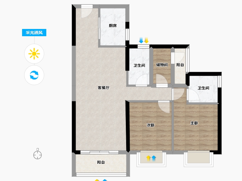 广东省-广州市-碧桂园凤凰城云顶-71.77-户型库-采光通风