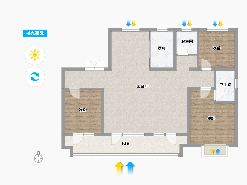 山东省-淄博市-悦府-132.00-户型库-采光通风