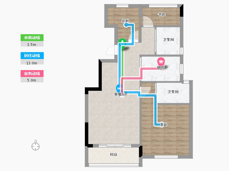 浙江省-宁波市-锦绣海樾府-74.58-户型库-动静线