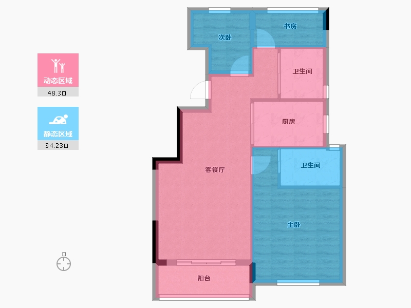 浙江省-宁波市-锦绣海樾府-74.58-户型库-动静分区