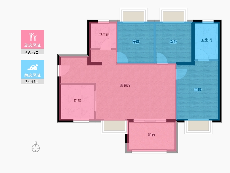 广东省-广州市-保利锦绣公馆-75.00-户型库-动静分区