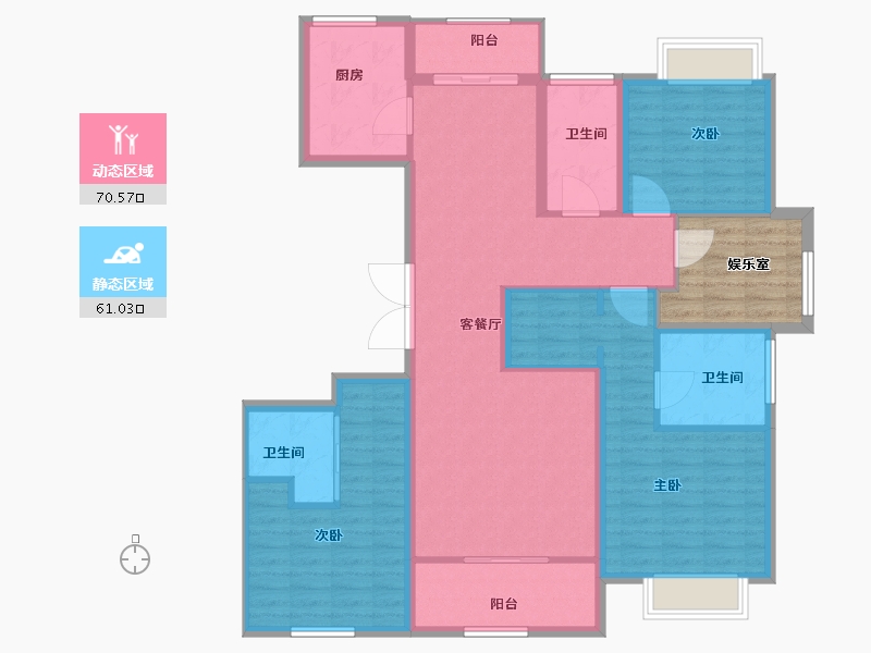 上海-上海市-古北中央公园-126.20-户型库-动静分区