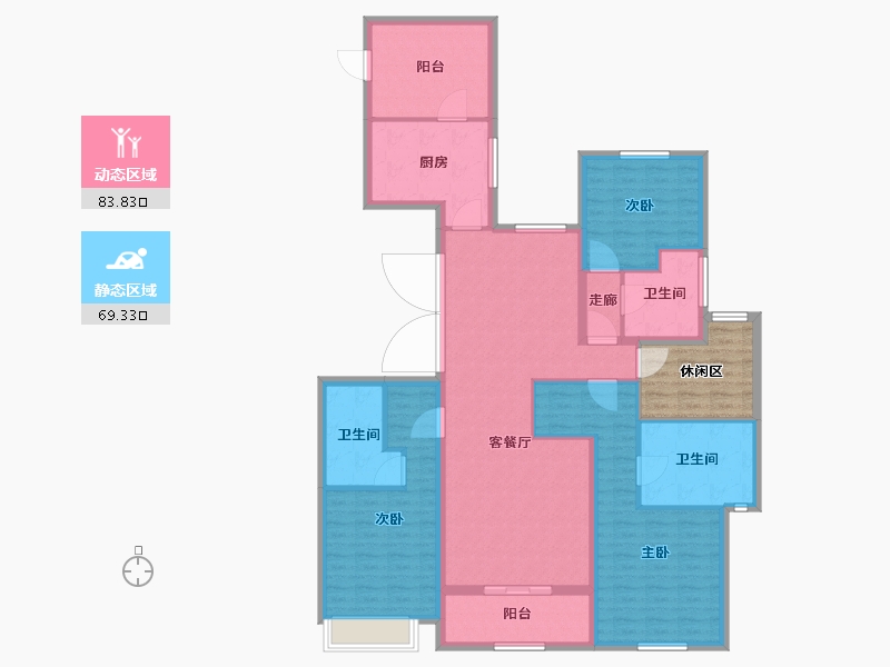 上海-上海市-古北中央公园-146.92-户型库-动静分区