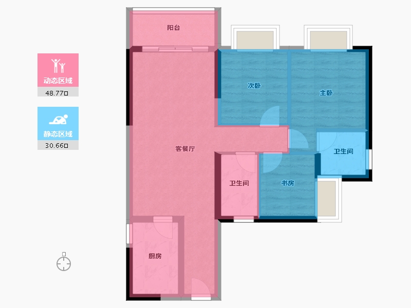 广东省-广州市-碧桂园凤凰城云顶-70.15-户型库-动静分区