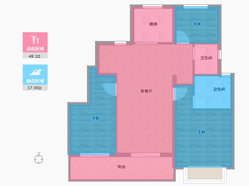 浙江省-宁波市-绿城·春熙月明-76.57-户型库-动静分区