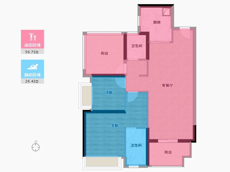 贵州省-贵阳市-美的国宾府-73.60-户型库-动静分区