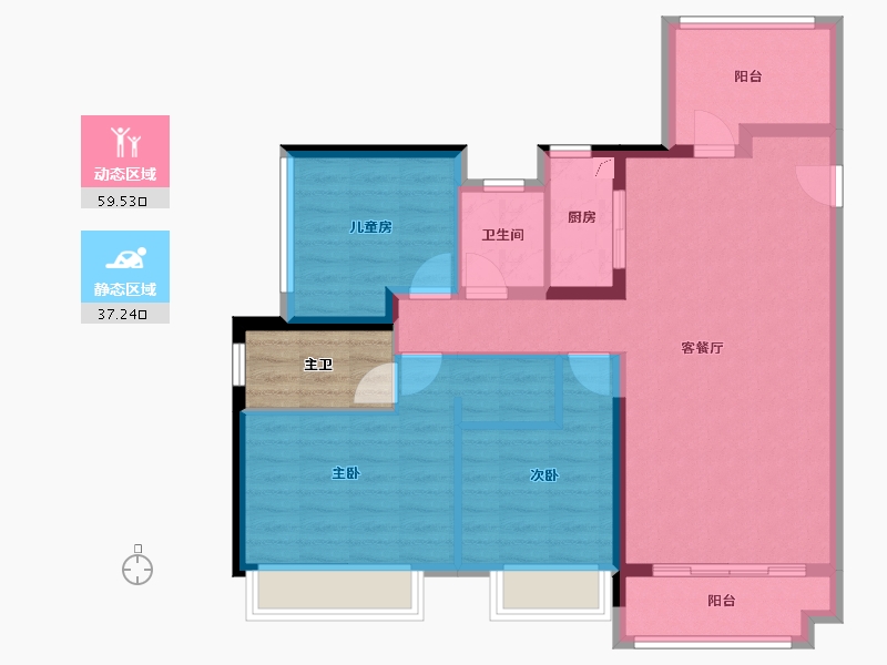 广东省-佛山市-华润置地悦里-90.40-户型库-动静分区