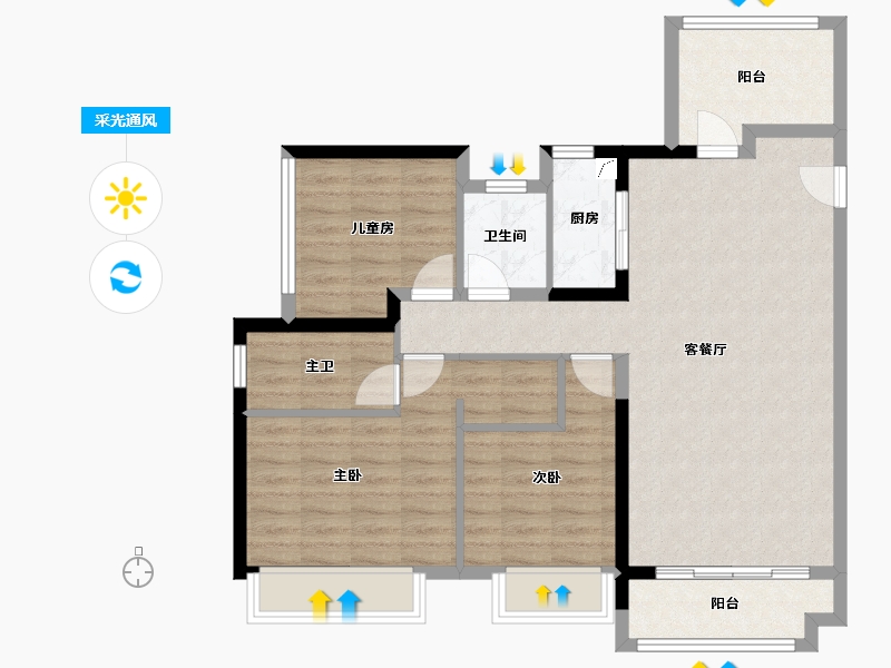 广东省-佛山市-华润置地悦里-90.40-户型库-采光通风