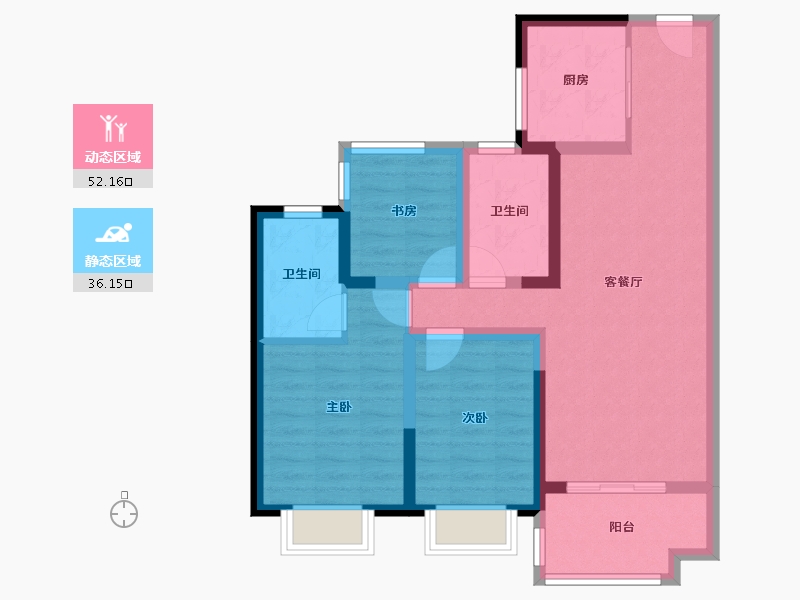 广东省-广州市-保利锦绣公馆-77.65-户型库-动静分区