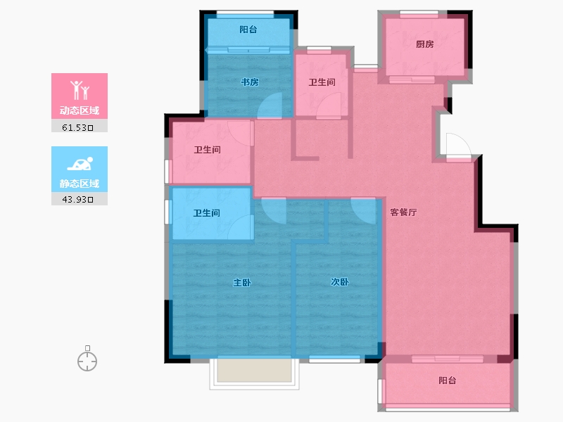 浙江省-宁波市-锦绣海樾府-94.77-户型库-动静分区