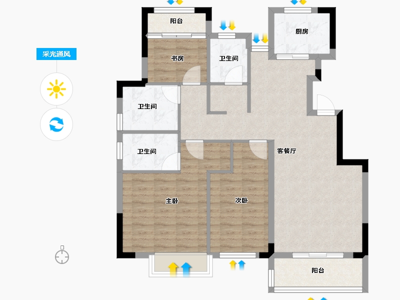 浙江省-宁波市-锦绣海樾府-94.77-户型库-采光通风