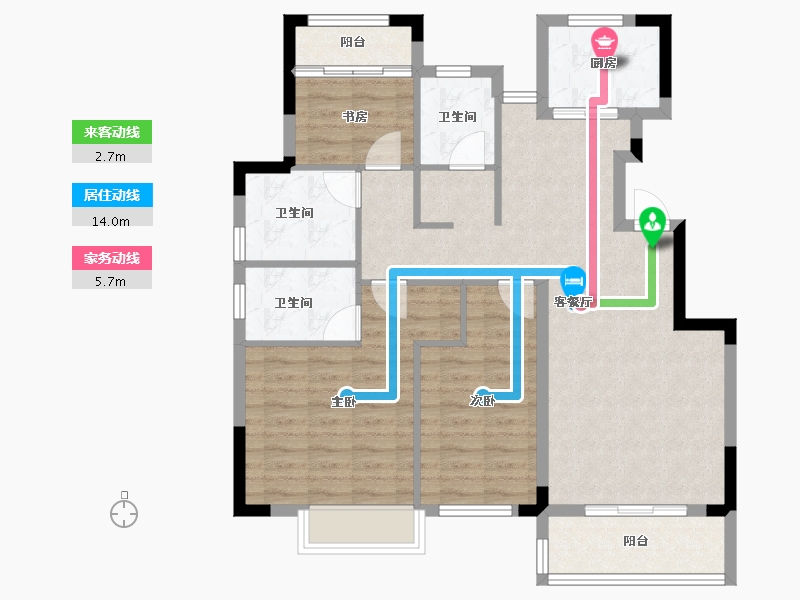 浙江省-宁波市-锦绣海樾府-94.77-户型库-动静线