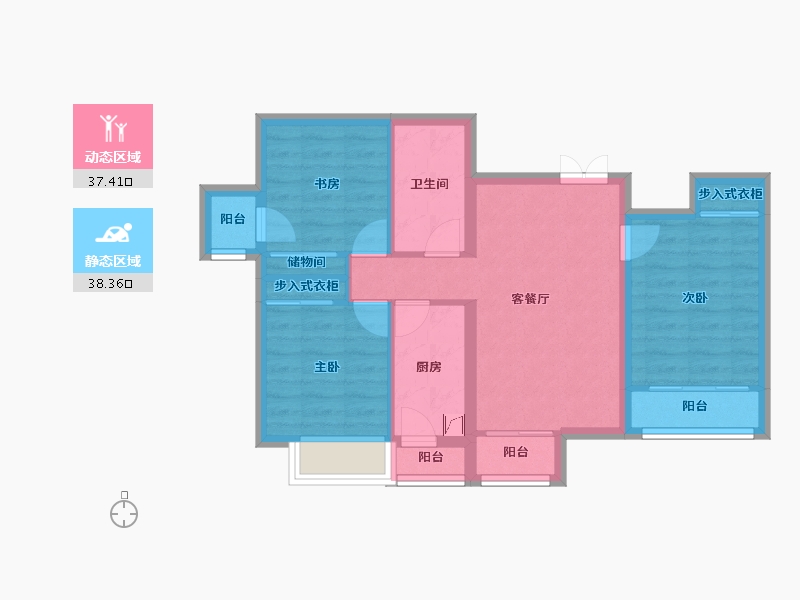 山西省-晋中市-龙城新苑小区-75.91-户型库-动静分区