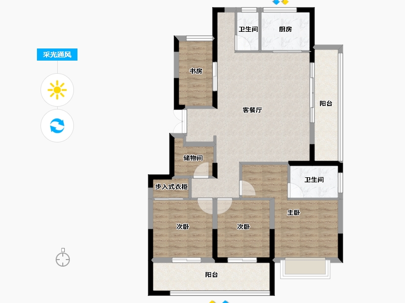 江苏省-常州市-绿城江南里-106.41-户型库-采光通风