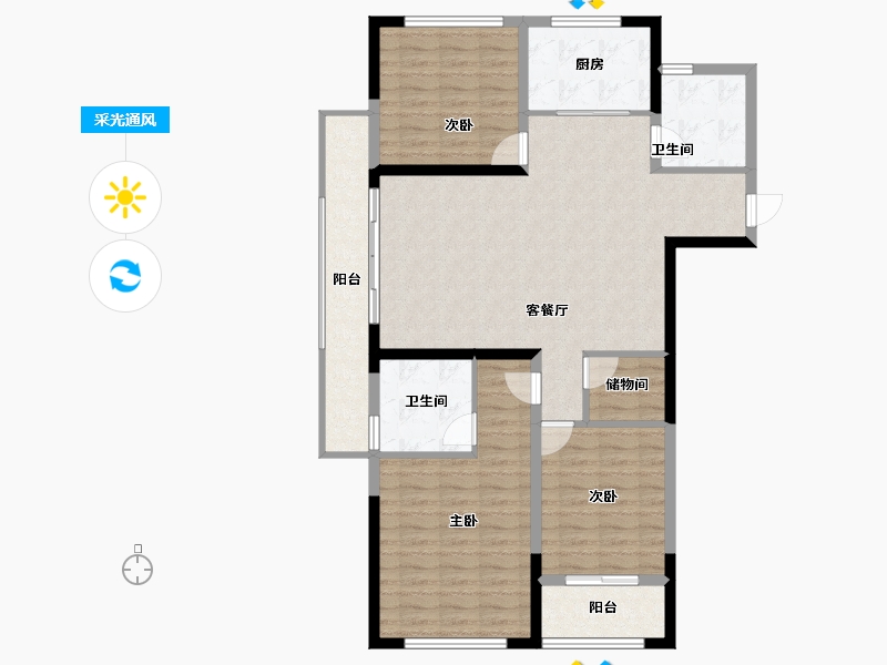 浙江省-宁波市-融创江滨之城-115.06-户型库-采光通风