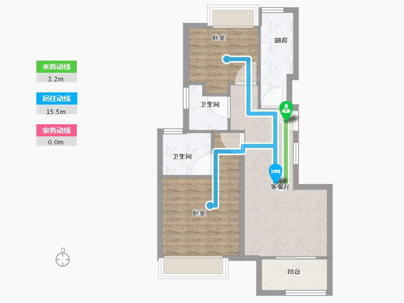 上海-上海市-陆家嘴·滴水涟岸-64.80-户型库-动静线