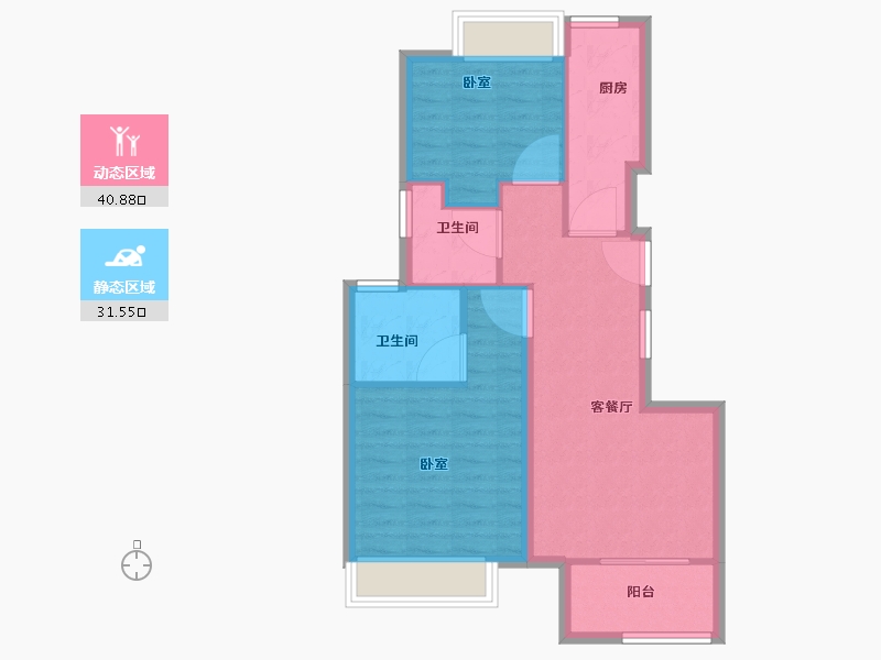 上海-上海市-陆家嘴·滴水涟岸-64.80-户型库-动静分区