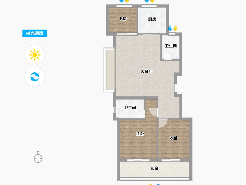 浙江省-宁波市-绿城·春熙月明-84.58-户型库-采光通风