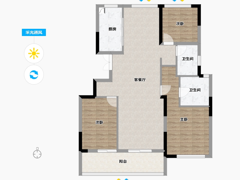 江苏省-常州市-绿城江南里-106.40-户型库-采光通风