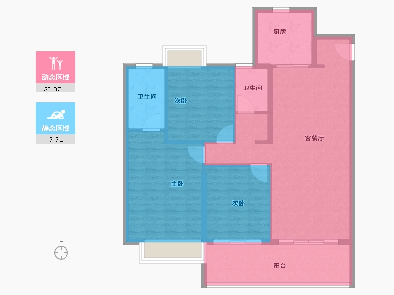 江苏省-常州市-三盛兆地汝悦春秋-98.45-户型库-动静分区