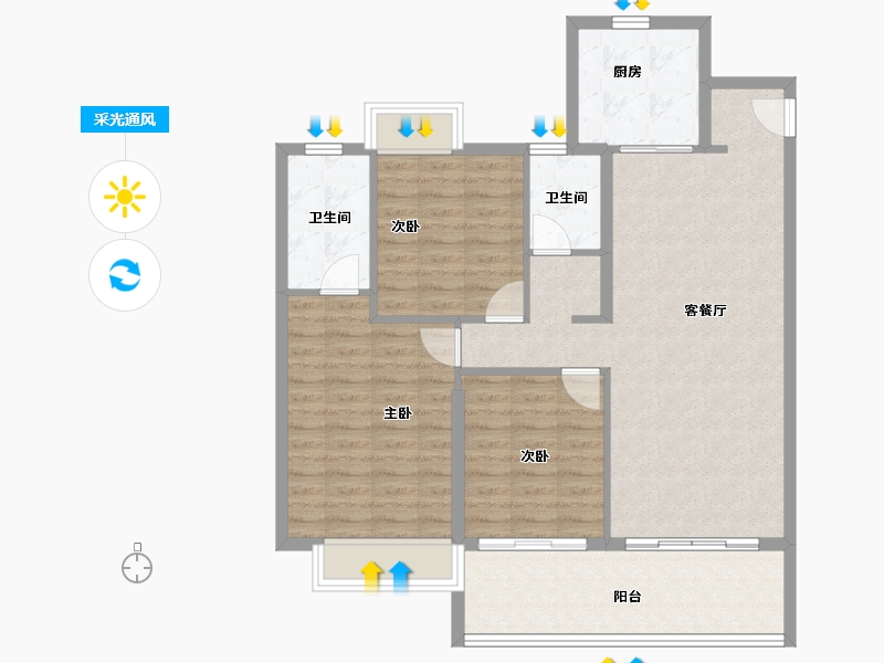 江苏省-常州市-三盛兆地汝悦春秋-98.45-户型库-采光通风