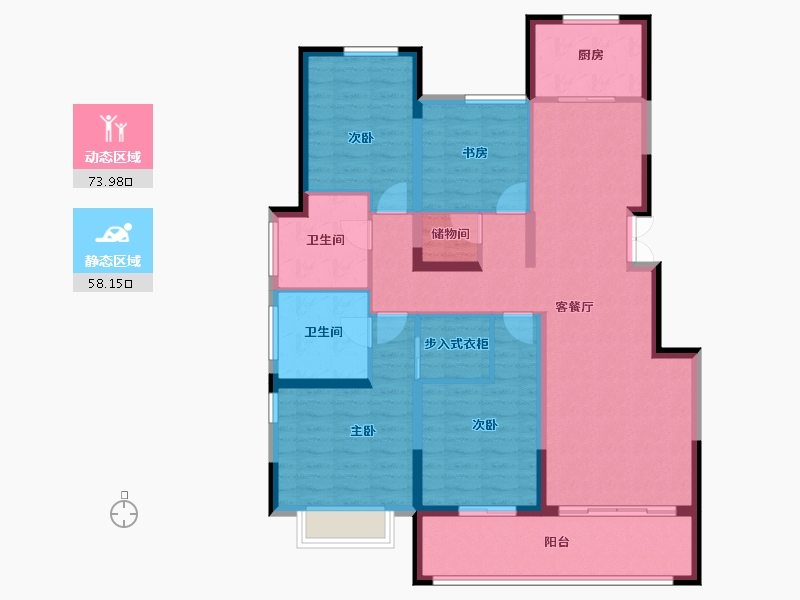 江苏省-常州市-绿城江南里-118.41-户型库-动静分区