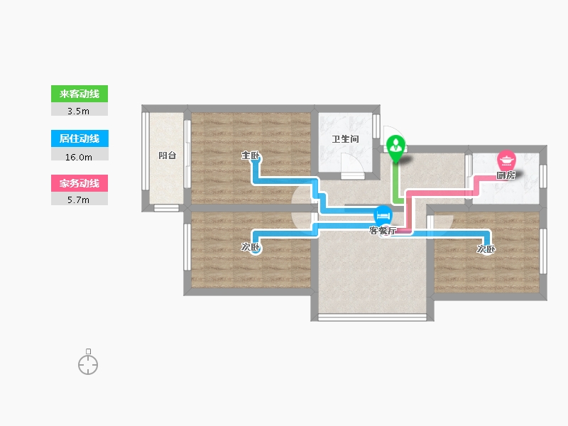 山东省-潍坊市-蝶园社区-65.00-户型库-动静线