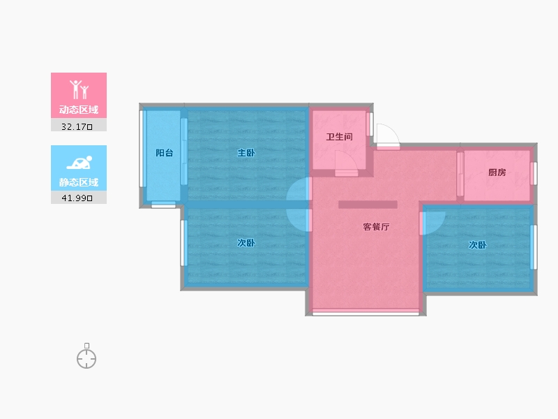 山东省-潍坊市-蝶园社区-65.00-户型库-动静分区