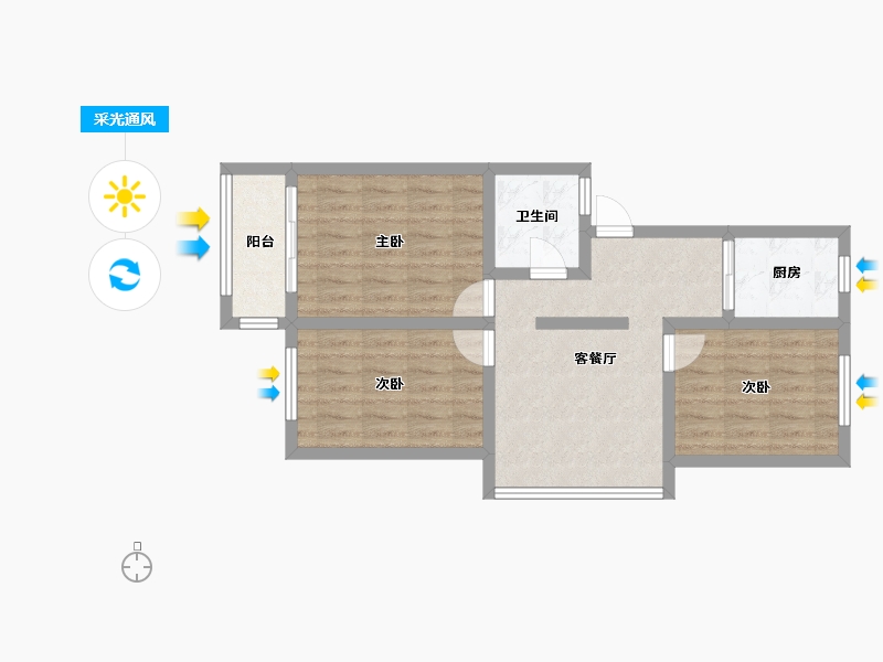 山东省-潍坊市-蝶园社区-65.00-户型库-采光通风