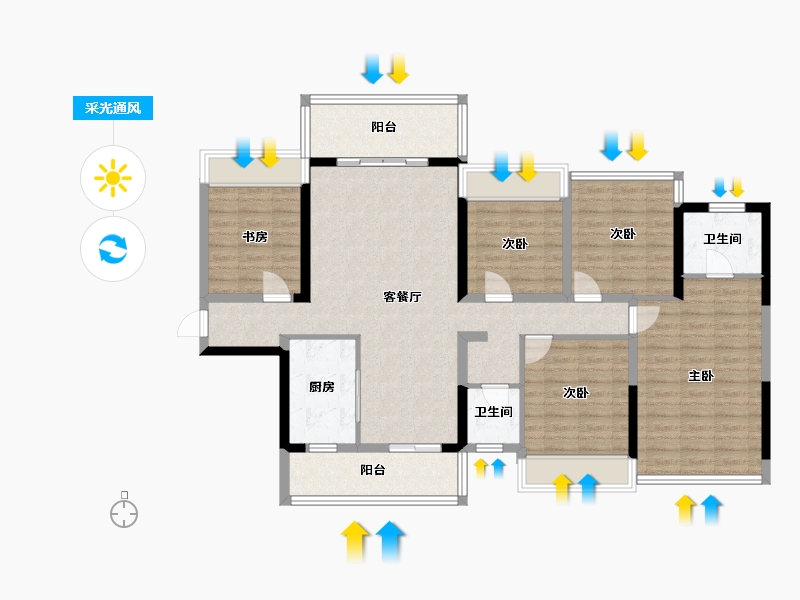 广西壮族自治区-钦州市-益海·现代豪庭-141.48-户型库-采光通风