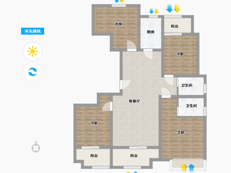 河南省-安阳市-浩创梧桐郡-118.00-户型库-采光通风