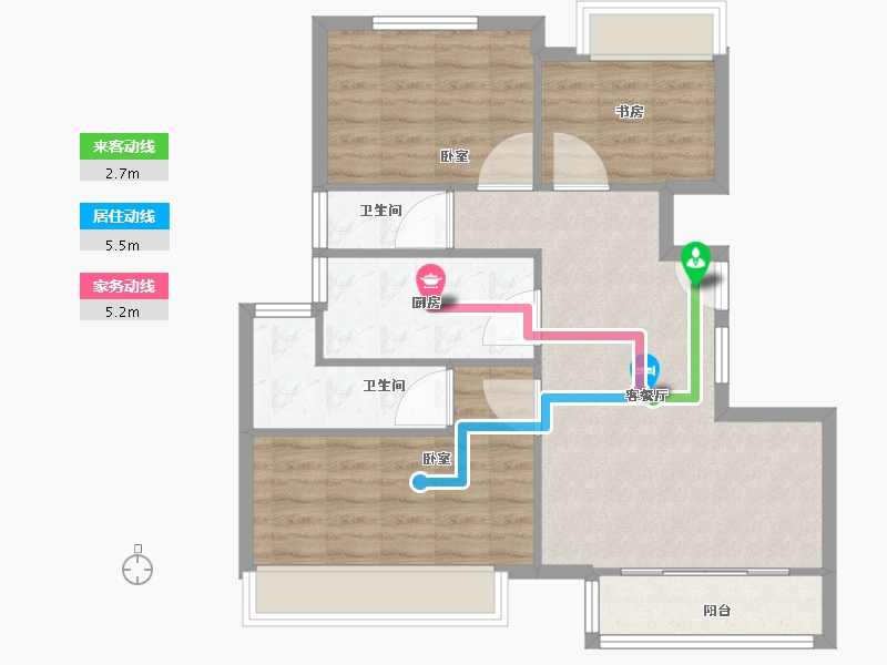 上海-上海市-陆家嘴·滴水涟岸-76.01-户型库-动静线