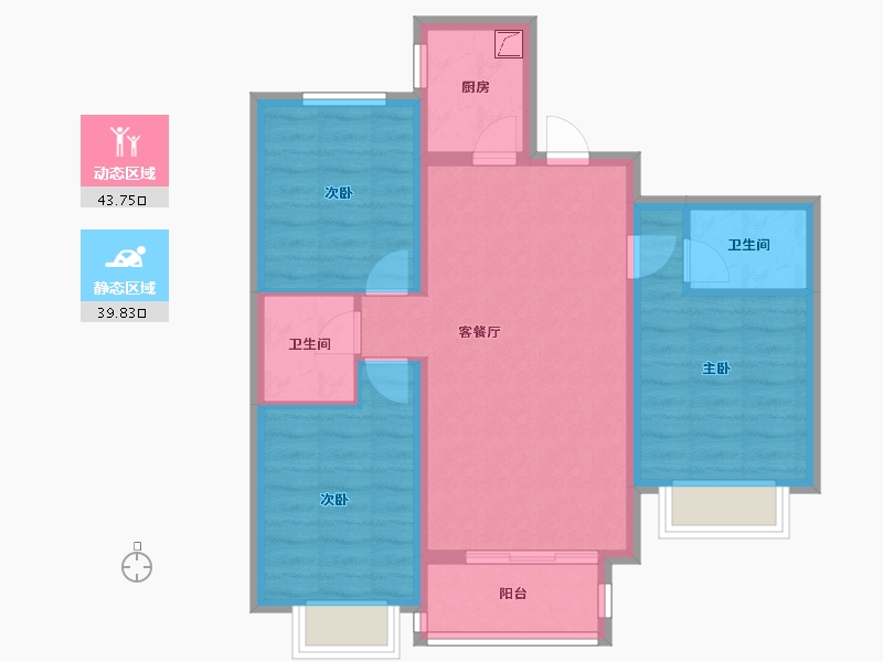 河北省-石家庄市-绿地西斯莱公馆-82.00-户型库-动静分区