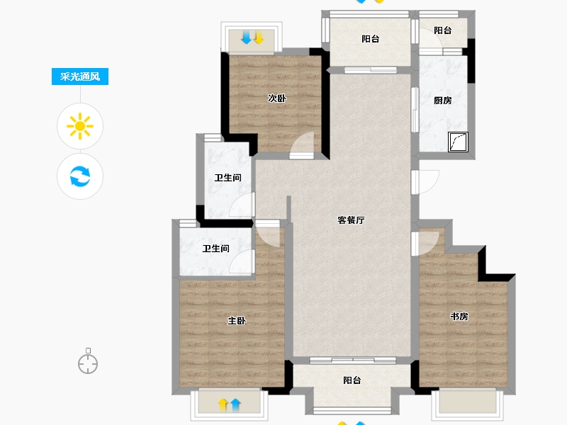 广东省-广州市-融创·天玥-125.00-户型库-采光通风