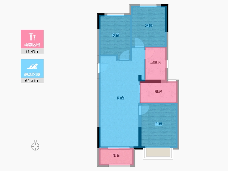 浙江省-宁波市-天安盛世臻境花苑-67.85-户型库-动静分区