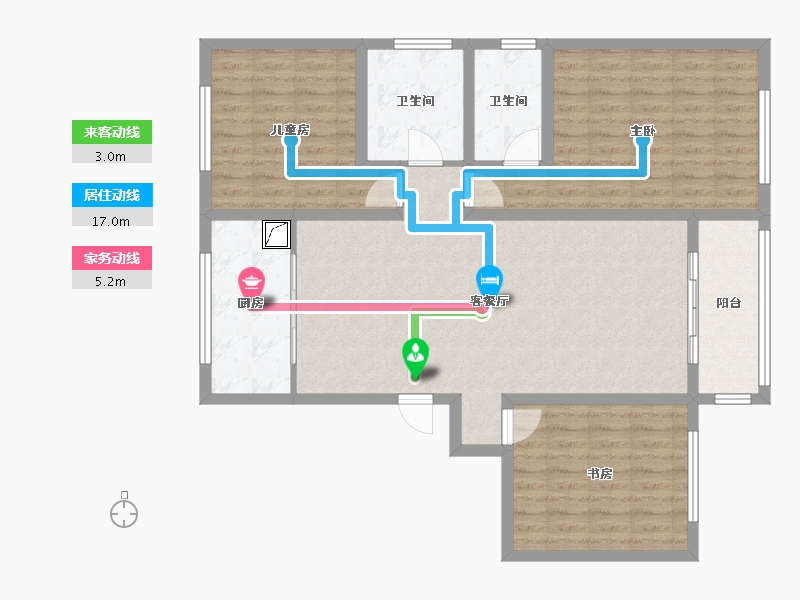 山西省-晋中市-经纬兰亭商住小区-105.72-户型库-动静线