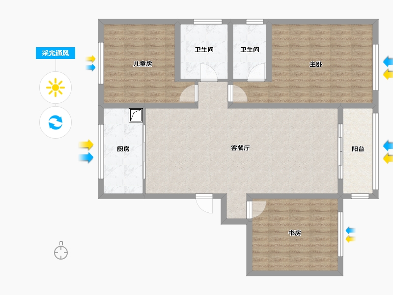 山西省-晋中市-经纬兰亭商住小区-105.72-户型库-采光通风